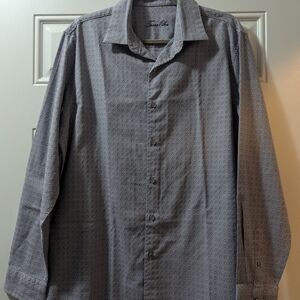 Men's Tasso Elba Button-Up Patterned Purple/Blue Dress Shirt Size Medium